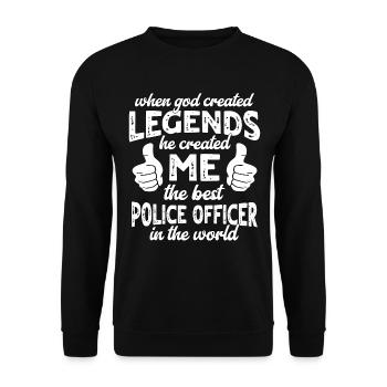 Best Police Legend - Unisex Sweatshirt - black - Front - Alina (178cm) & Michal (187cm)