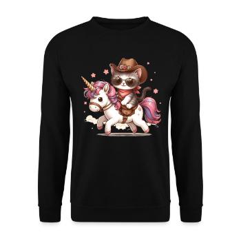 Licorne Et Chat, Propriétaire De Chat, Amoureux Des Chats - Sweat-shirt Unisexe - noir - Devant - Alina (178cm) & Michal (187cm)