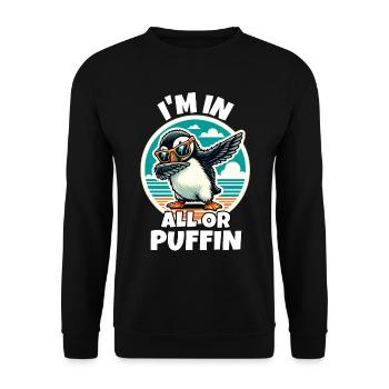 Puffin Sayings - Unisex Sweatshirt - black - Front - Alina (178cm) & Michal (187cm)