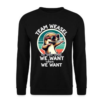 Funny Weasel Sayings - Unisex Sweatshirt - black - Front - Alina (178cm) & Michal (187cm)