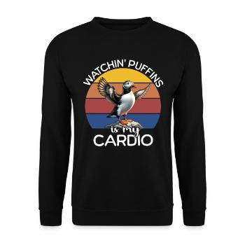 Papageientaucher EKG Papageientaucher Herzlinie - Unisex Pullover - Schwarz - Vorne - Alina (178cm) & Michal (187cm)