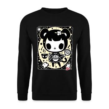 Crazy vintage cartoon girl cooking ramen - Unisex Sweatshirt - black - Front - Alina (178cm) & Michal (187cm)
