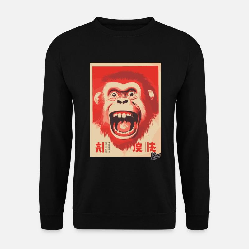 Angry happy crazy japanese monkey - Unisex Sweatshirt - black
