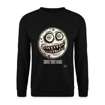 Kleines Cooles Monster: Versteck den Schmerz - Unisex Pullover - Schwarz - Vorne - Alina (178cm) & Michal (187cm)