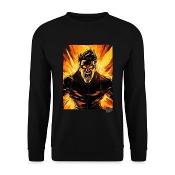 Super Anger Hero: Der heldenhafte Ausbruch - Unisex Pullover - Schwarz - Vorne - Alina (178cm) & Michal (187cm)