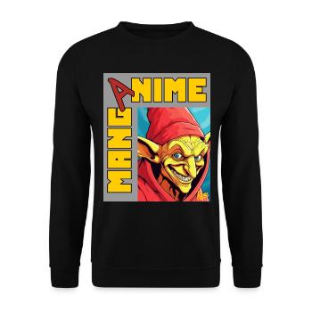 Manga Anime: Evil Goblin Gnome - Unisex Sweatshirt - black - Front - Alina (178cm) & Michal (187cm)