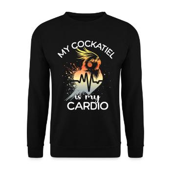 Nymphensittich EKG Nymphensittich Herzlinie - Unisex Pullover - Schwarz - Vorne - Alina (178cm) & Michal (187cm)