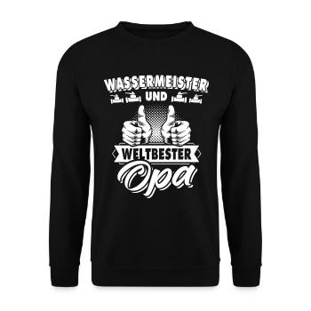 Water Master Grandpa - Unisex Sweatshirt - black - Front - Alina (178cm) & Michal (187cm)