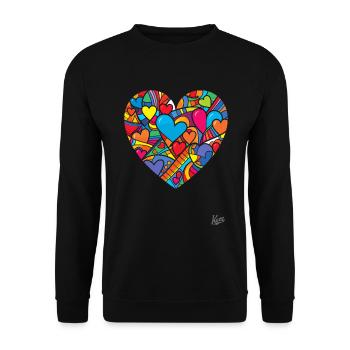 Hearts in the heart: Love to the power of ten - Unisex Sweatshirt - black - Front - Alina (178cm) & Michal (187cm)