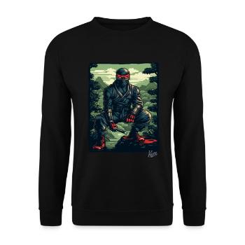 Schwarzer Natur Ninja - Unisex Pullover - Schwarz - Vorne - Alina (178cm) & Michal (187cm)