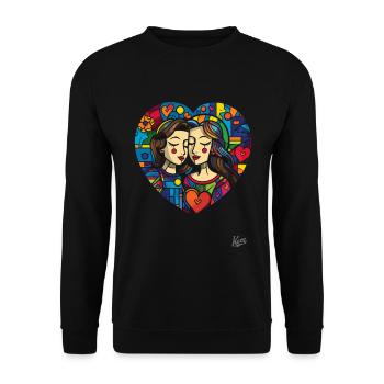 A heart full of love for lovers and hearts - Unisex Sweatshirt - black - Front - Alina (178cm) & Michal (187cm)
