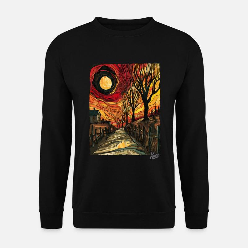 Gemälde eines Feldwegs mit Sonne - Unisex Pullover - Schwarz