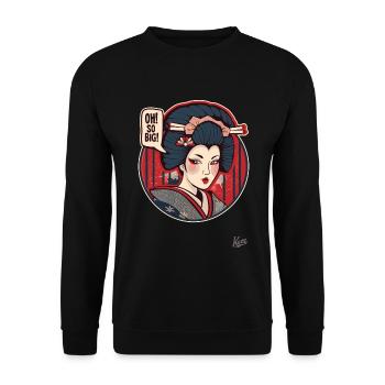 Funny Cartoon Geisha: Oh So Big! - Unisex Sweatshirt - black - Front - Alina (178cm) & Michal (187cm)
