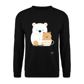 Big Bear and Little Bear in a Coffee Cup - Unisex Sweatshirt - black - Front - Alina (178cm) & Michal (187cm)