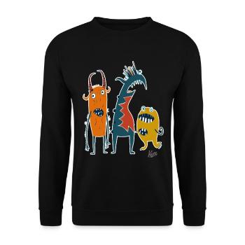 Une troupe comique et drôle de monstres étranges - Sweat-shirt Unisexe - noir - Devant - Alina (178cm) & Michal (187cm)