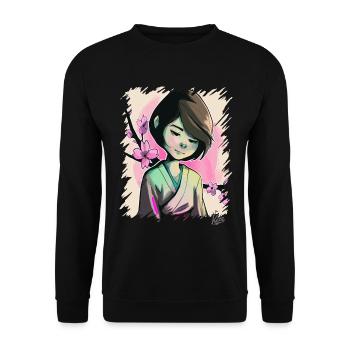 La Sakura Girl japonaise - Sweat-shirt Unisexe - noir - Devant - Alina (178cm) & Michal (187cm)