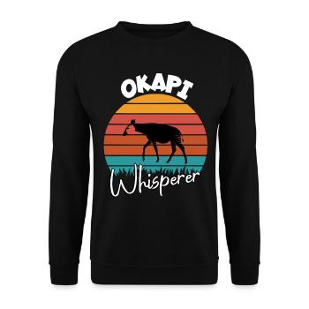 Okapi Flüsterer - Unisex Pullover - Schwarz - Vorne - Alina (178cm) & Michal (187cm)