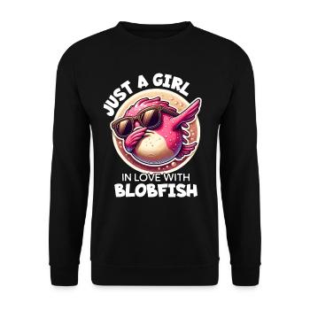 Mädchen Liebt Blobfisch - Unisex Pullover - Schwarz - Vorne - Alina (178cm) & Michal (187cm)