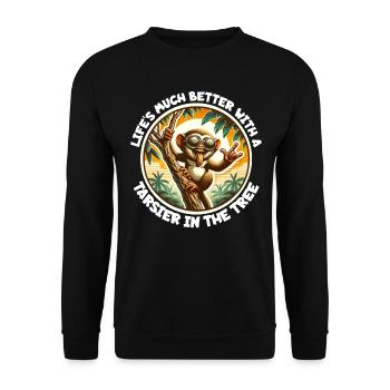 Koboldmaki Spruch - Unisex Pullover - Schwarz - Vorne - Alina (178cm) & Michal (187cm)