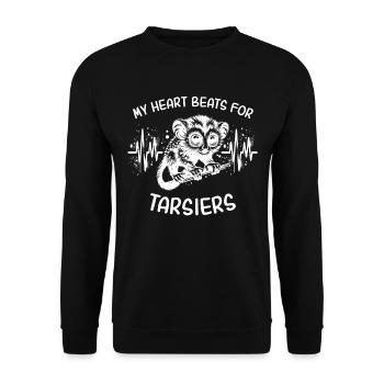 EKG Koboldmaki Tarsier Herzlinie - Unisex Pullover - Schwarz - Vorne - Alina (178cm) & Michal (187cm)