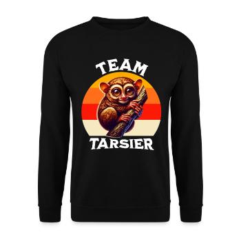 Lustige Koboldmaki Sprüche - Unisex Pullover - Schwarz - Vorne - Alina (178cm) & Michal (187cm)