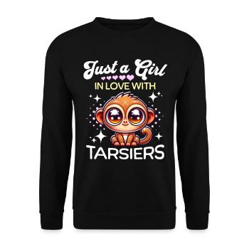Koboldmaki Mädchen Tarsier - Unisex Pullover - Schwarz - Vorne - Alina (178cm) & Michal (187cm)