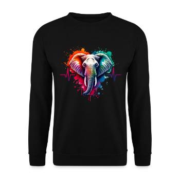Cardio Sumatra Elefant EKG - Unisex Pullover - Schwarz - Vorne - Alina (178cm) & Michal (187cm)