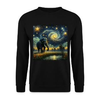 Sumatran Elephant Starry Night - Unisex Sweatshirt - black - Front - Alina (178cm) & Michal (187cm)