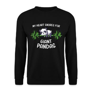 Pandabär Herzlinie Panda - Unisex Pullover - Schwarz - Vorne - Alina (178cm) & Michal (187cm)