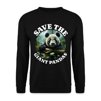 Pandabär Panda - Unisex Pullover - Schwarz - Vorne - Alina (178cm) & Michal (187cm)