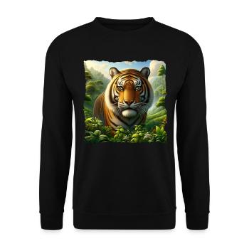 Tigre de Malaisie - Sweat-shirt Unisexe - noir - Devant - Alina (178cm) & Michal (187cm)