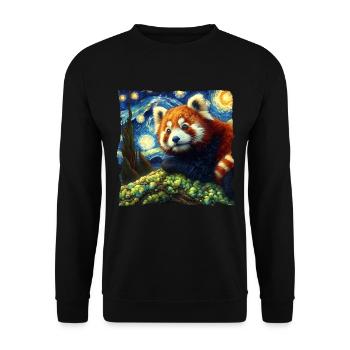 Red Panda Starry Night - Unisex Sweatshirt - black - Front - Alina (178cm) & Michal (187cm)