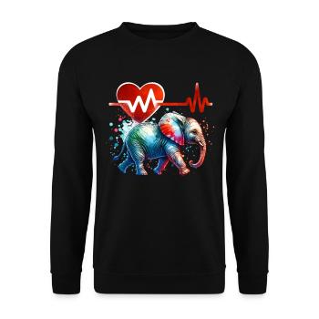 Zwergelefant EKG - Unisex Pullover - Schwarz - Vorne - Alina (178cm) & Michal (187cm)