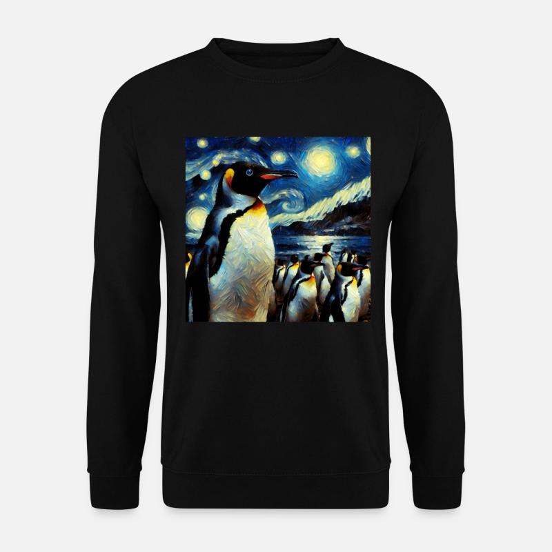Galapagos Pinguin Starry Night - Unisex Pullover - Schwarz