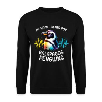 Galapagos Pinguin Herzlinie - Unisex Pullover - Schwarz - Vorne - Alina (178cm) & Michal (187cm)