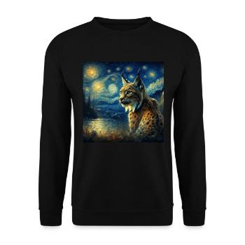 Lynx ibérique Nuit étoilée - Sweat-shirt Unisexe - noir - Devant - Alina (178cm) & Michal (187cm)