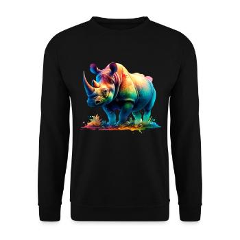 Rhino Nashorn - Unisex Pullover - Schwarz - Vorne - Alina (178cm) & Michal (187cm)