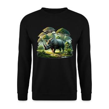Rhino Nashorn - Unisex Pullover - Schwarz - Vorne - Alina (178cm) & Michal (187cm)