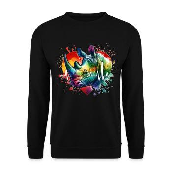 Rhino Nashorn EKG - Unisex Pullover - Schwarz - Vorne - Alina (178cm) & Michal (187cm)
