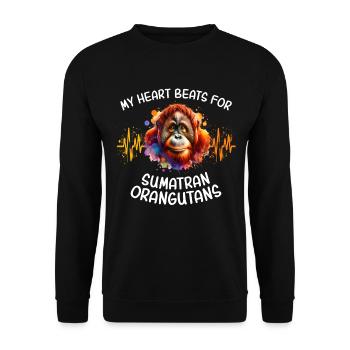 Orangutan Heartline - Unisex Sweatshirt - black - Front - Alina (178cm) & Michal (187cm)