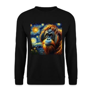 Borneo Orangutan Starry Night - Unisex Sweatshirt - black - Front - Alina (178cm) & Michal (187cm)