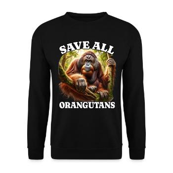 Orangutan - Unisex Sweatshirt - black - Front - Alina (178cm) & Michal (187cm)