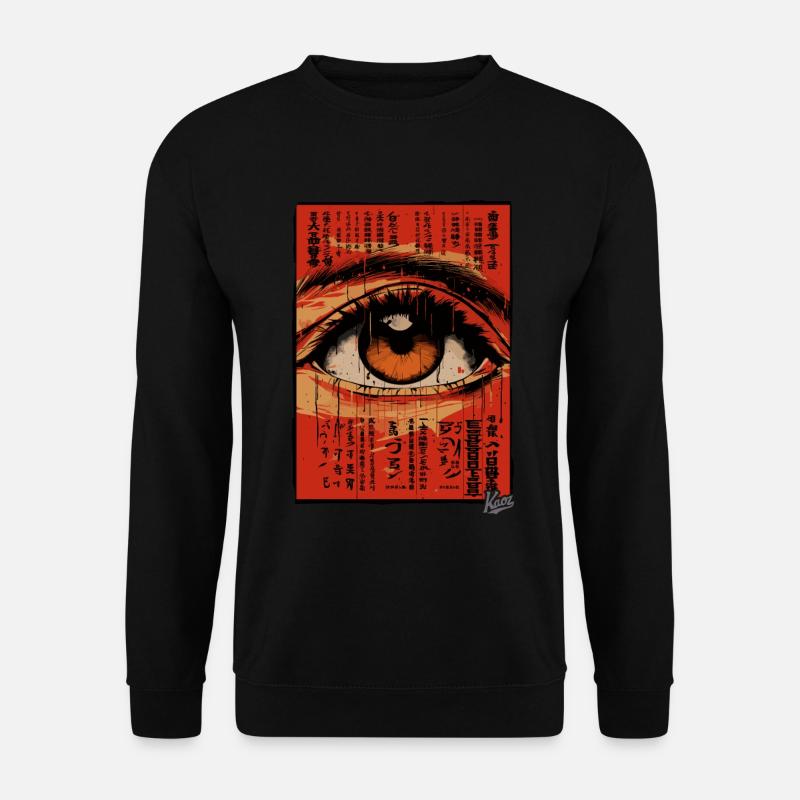 Retro Vintage Asiatisches großes Auge - Unisex Pullover - Schwarz