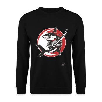 Requin Katana samouraï - Sweat-shirt Unisexe - noir - Devant - Alina (178cm) & Michal (187cm)