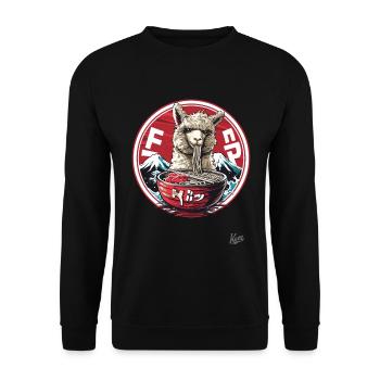Drame du lama de l’Himalaya en mangeant des ramen - Sweat-shirt Unisexe - noir - Devant - Alina (178cm) & Michal (187cm)