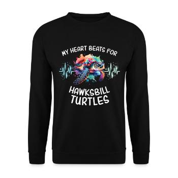 Karettschildkröte Herzlinie - Unisex Pullover - Schwarz - Vorne - Alina (178cm) & Michal (187cm)