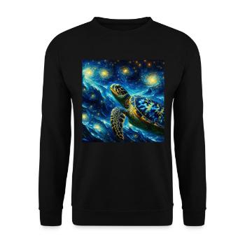 Karettschildkröte Starry Night - Unisex Pullover - Schwarz - Vorne - Alina (178cm) & Michal (187cm)