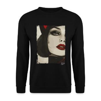 Fille chat vintage en costume noir - Sweat-shirt Unisexe - noir - Devant - Alina (178cm) & Michal (187cm)
