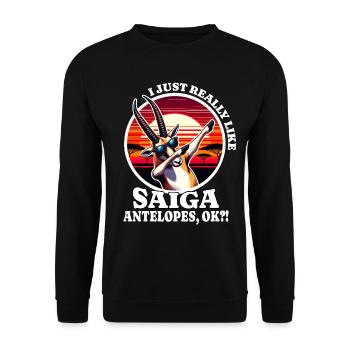 Ich Liebe Saiga Antilope Spruch - Unisex Pullover - Schwarz - Vorne - Alina (178cm) & Michal (187cm)