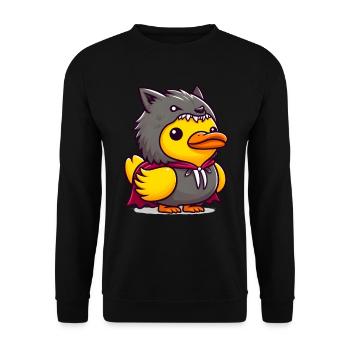 Werewolf Duck, Yellow Rubber Duck & Rubber Duck - Unisex Sweatshirt - black - Front - Alina (178cm) & Michal (187cm)